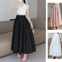 High-Waist Tiered A-Line Maxi Skirt