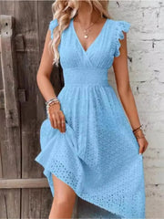 Eyelet Ruffle Midi Dress