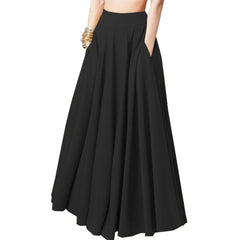 High-Waist Full Circle Maxi Skirt with Pockets