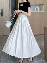 High-Waist Tiered A-Line Maxi Skirt