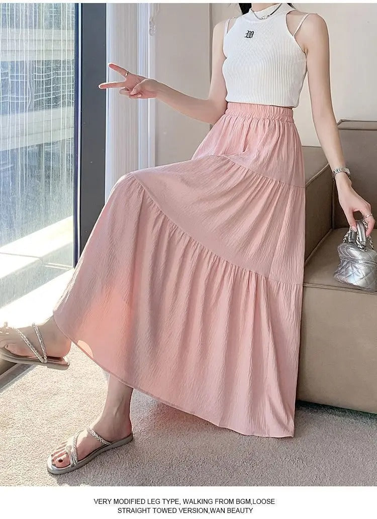 High-Waist Tiered A-Line Maxi Skirt