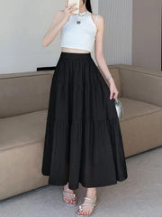 High-Waist Tiered A-Line Maxi Skirt