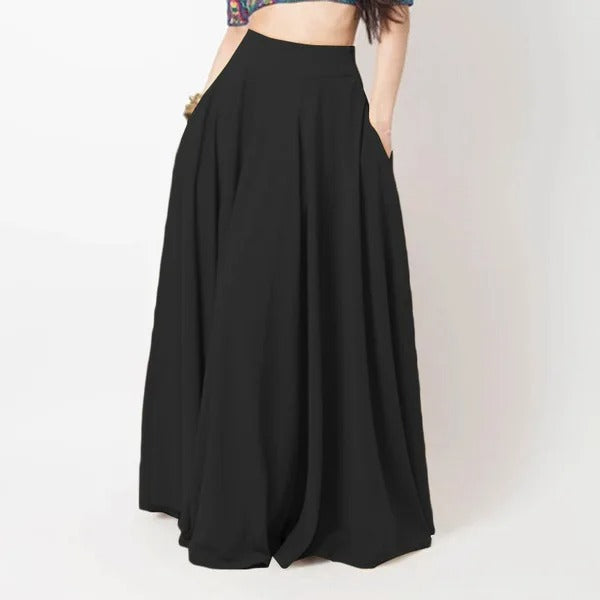 High-Waist Full Circle Maxi Skirt with Pockets