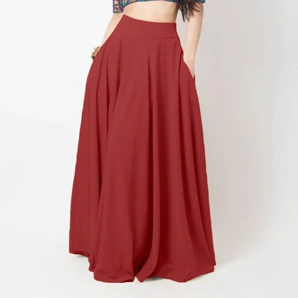 High-Waist Full Circle Maxi Skirt with Pockets