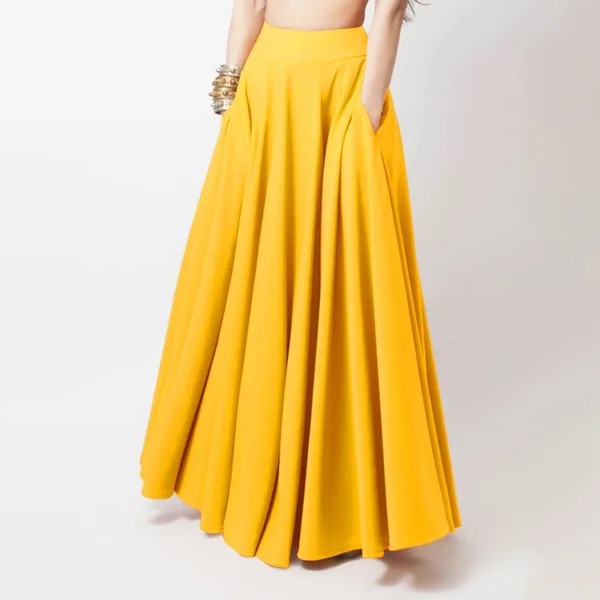 High-Waist Full Circle Maxi Skirt with Pockets