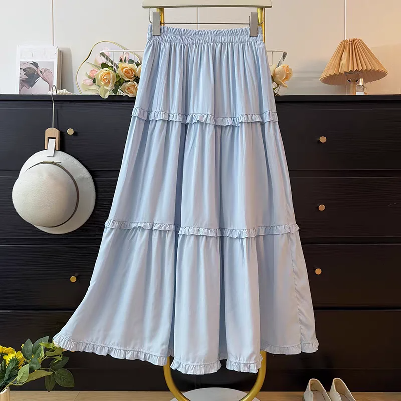 Tiered Ruffle Elastic Waist Maxi Skirt