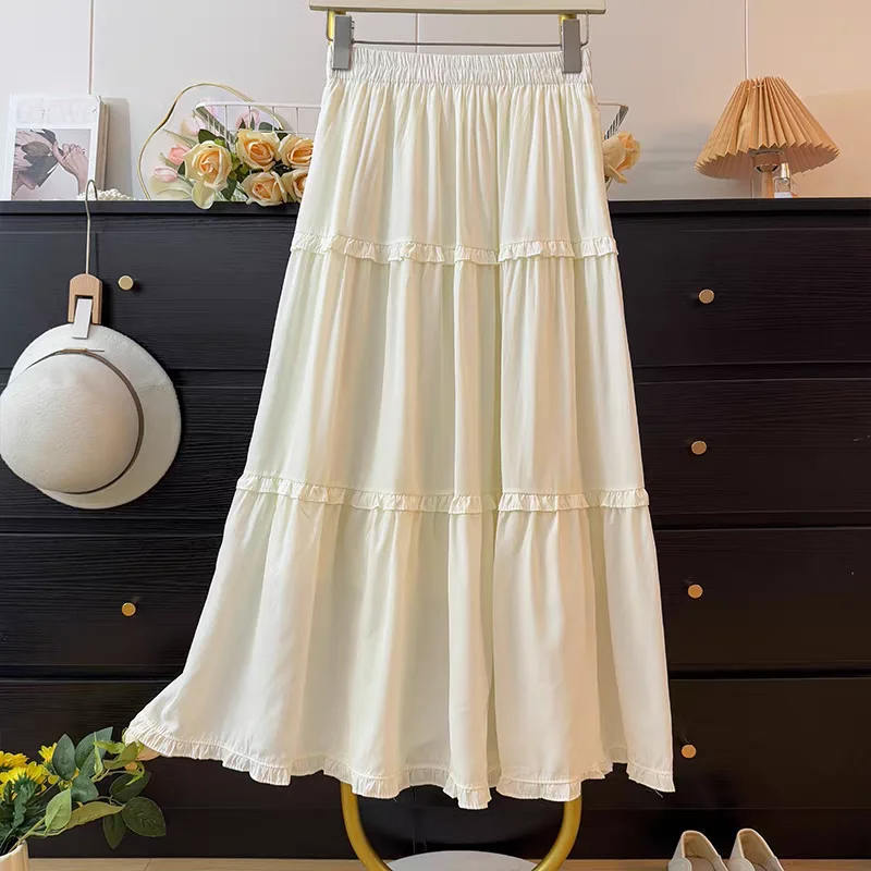 Tiered Ruffle Elastic Waist Maxi Skirt