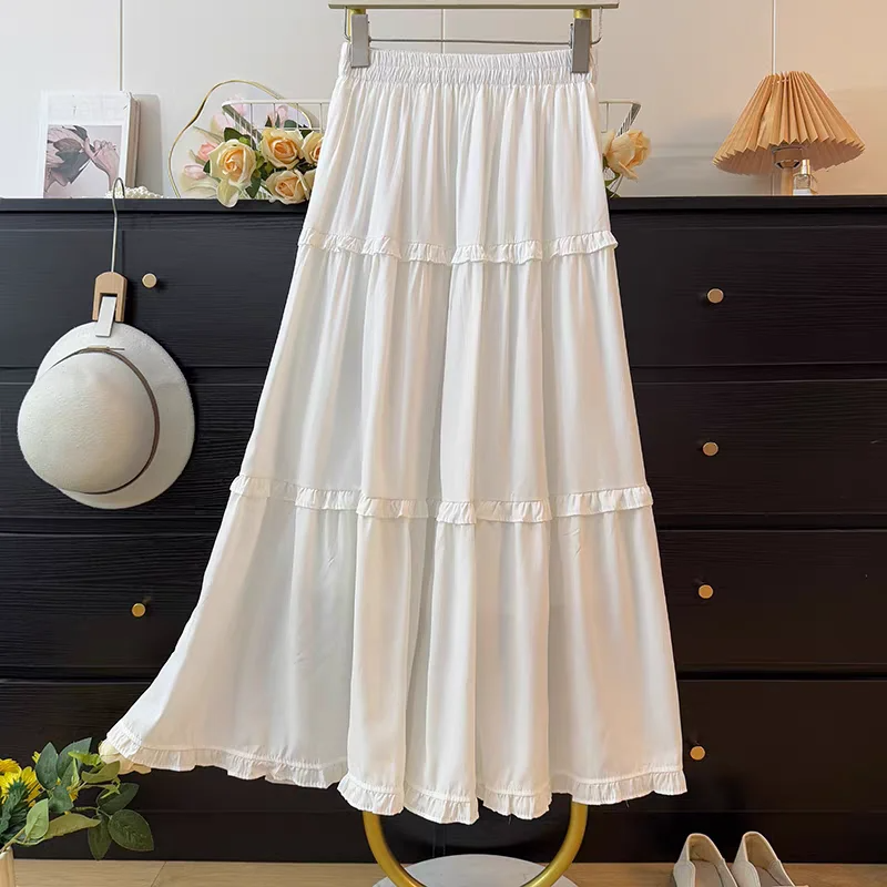 Tiered Ruffle Elastic Waist Maxi Skirt