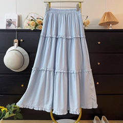 Tiered Ruffle Elastic Waist Maxi Skirt